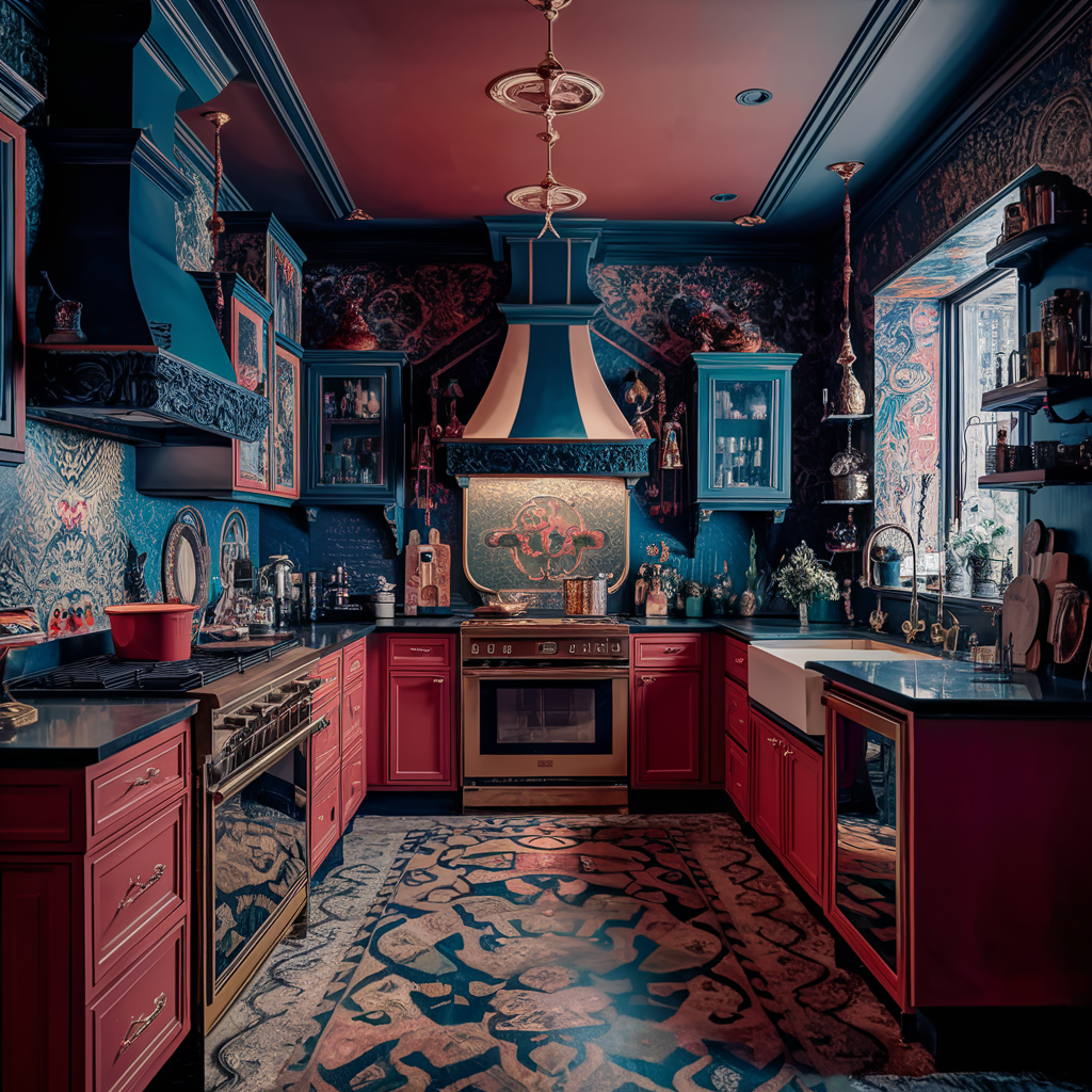 an eclectic maximalist kitchen