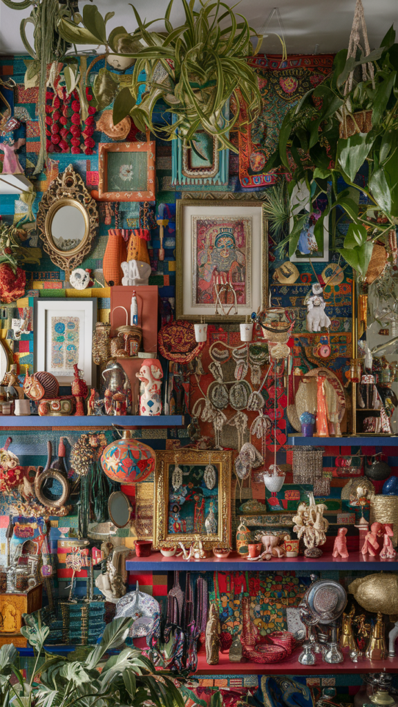 an eclectic maximalist wall gallery