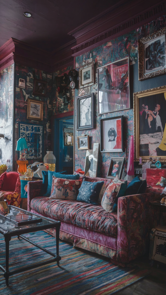 an eclectic maximalist bedroom with coastal and french cottage styles