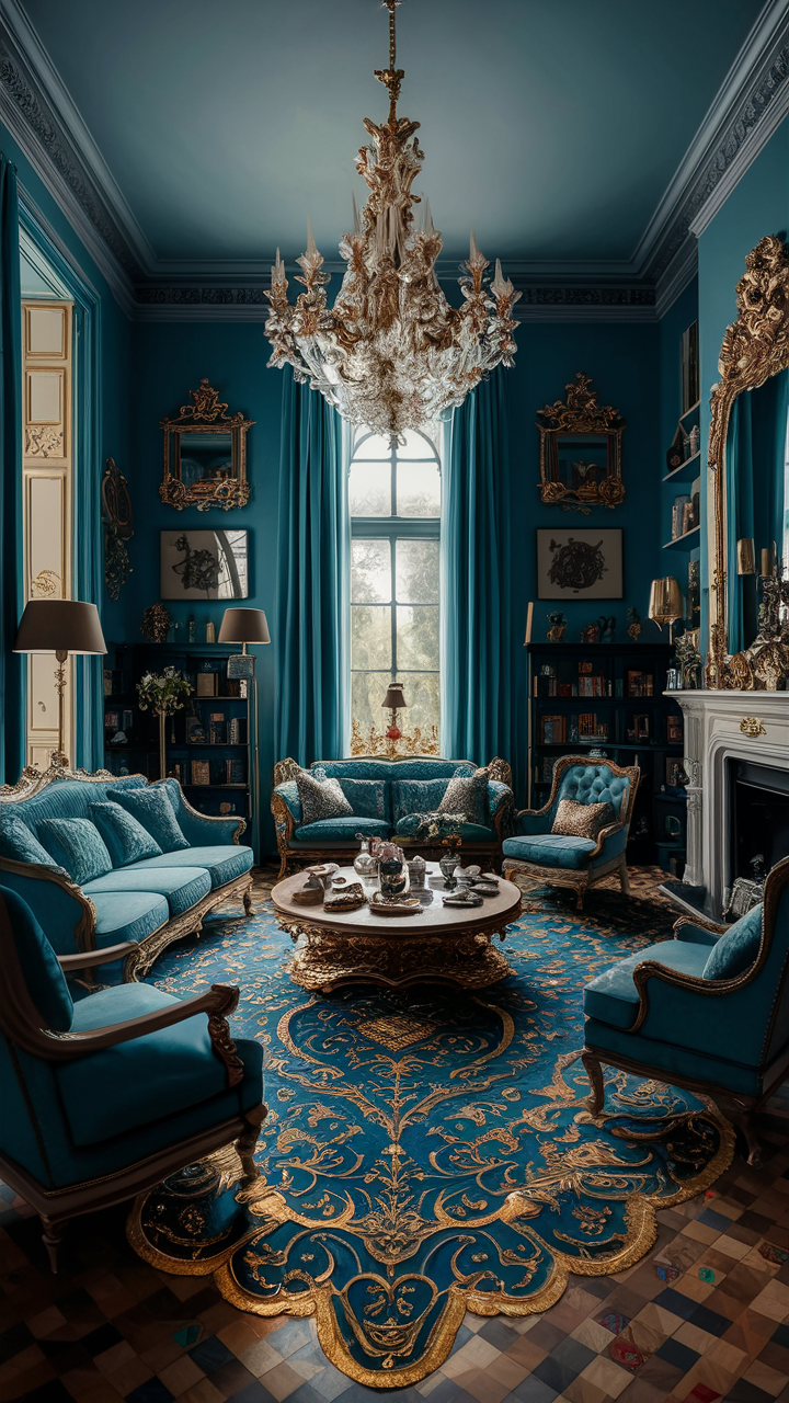 an eclectic maximalist living room