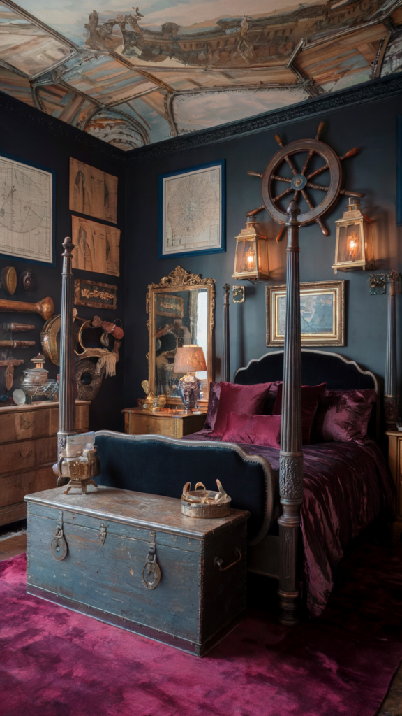 bedroom with nautical and parisian styles