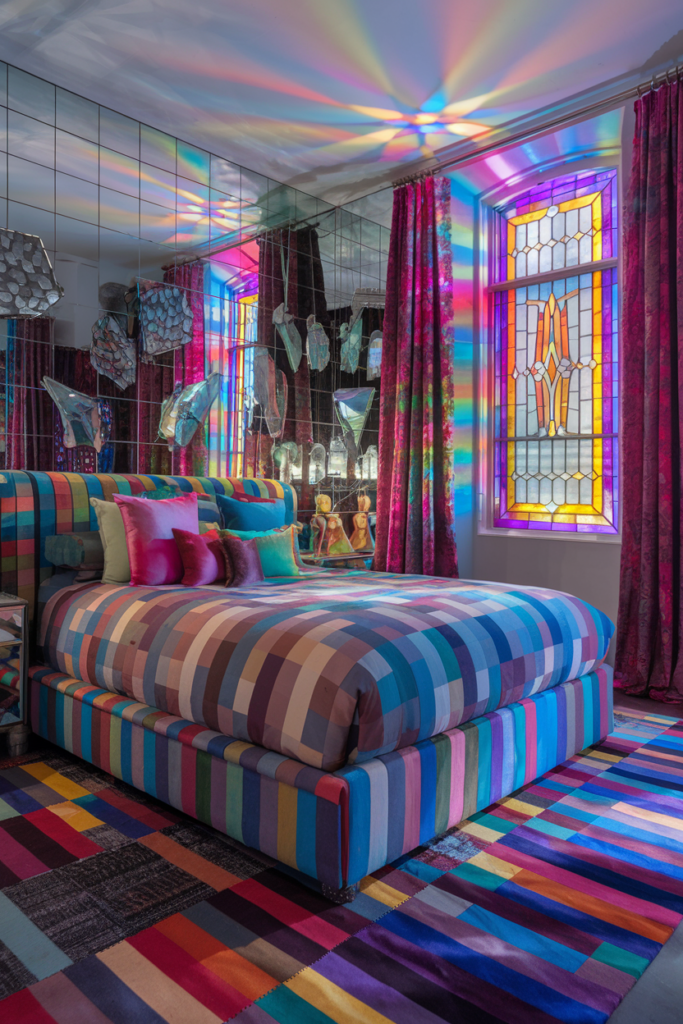 an eclectic maximalist bedroom 