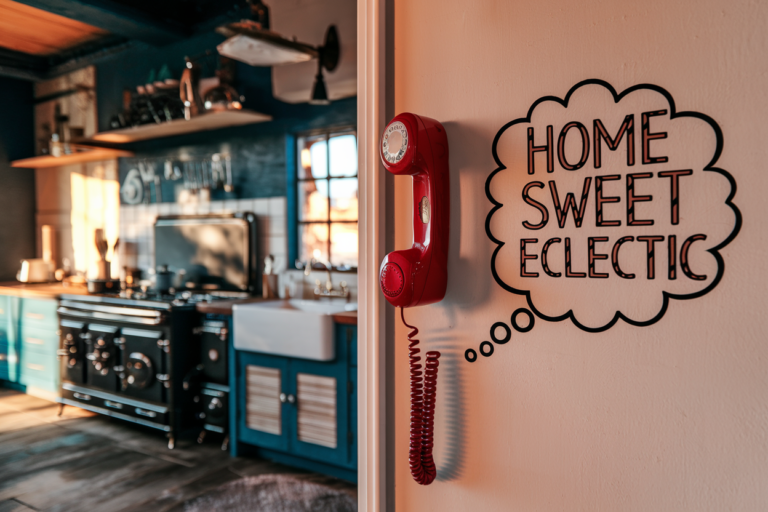 an eclectic maximalist kitchen