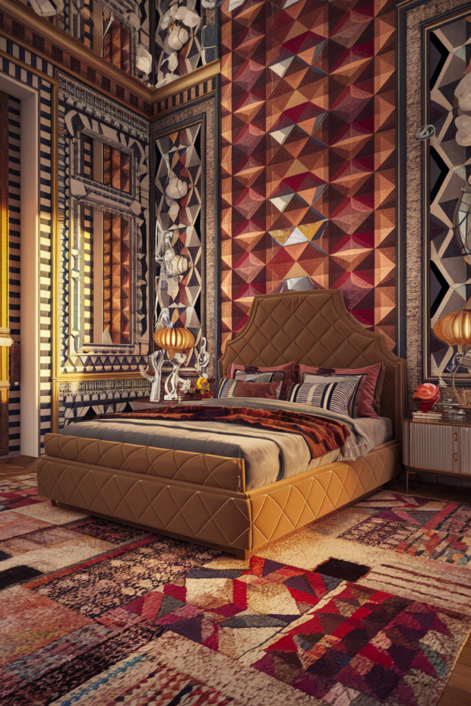 an eclecrtic maximalist bedroom