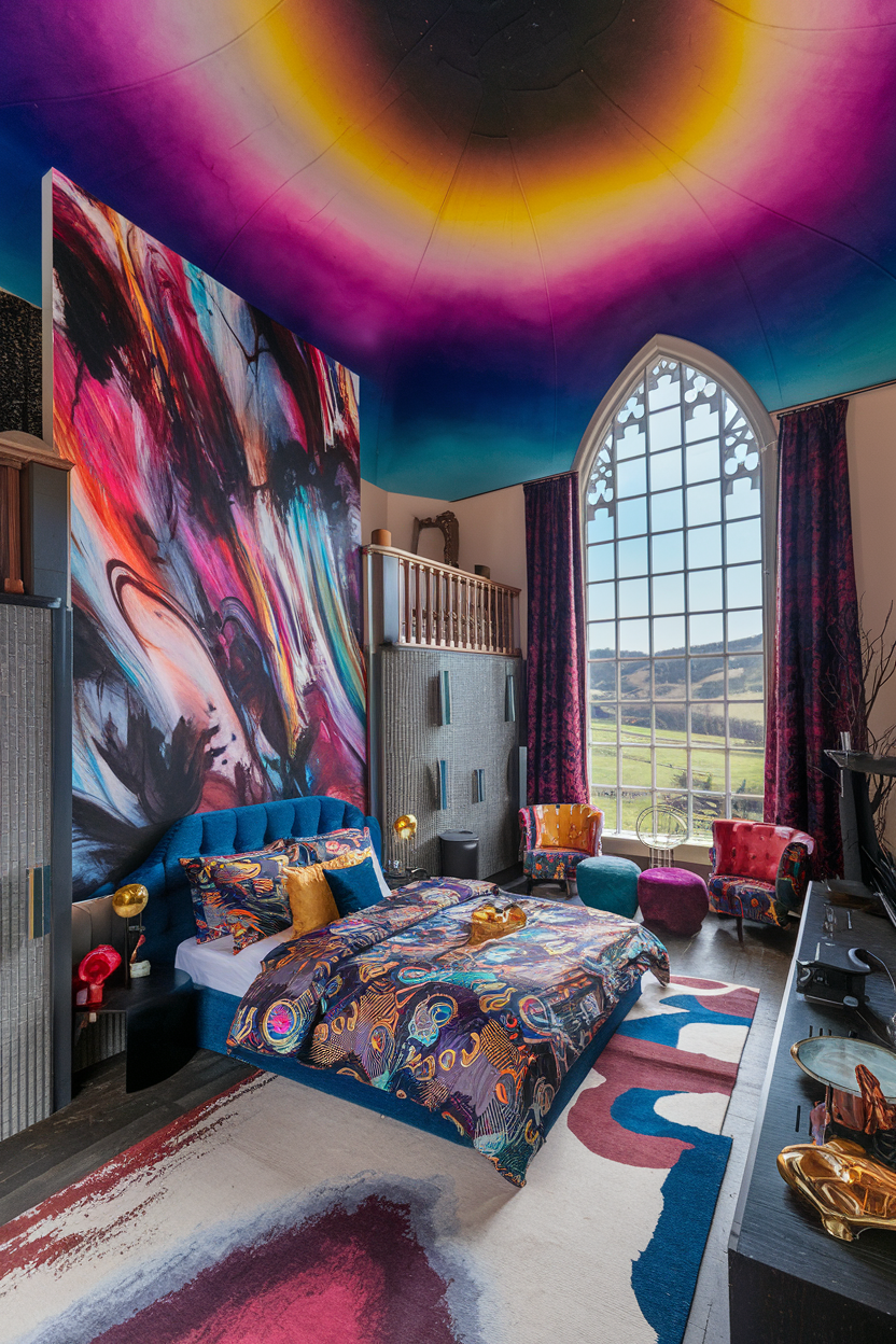 an eclectic maxiamlist bedroom with gothic western infusionan eclectic maxiamlist bedroom with gothic western infusion