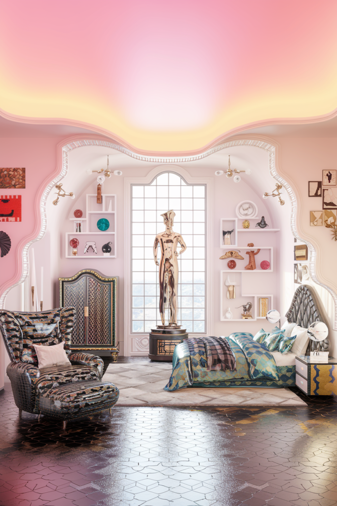 an eclectic maxiamlist bedroom with gothic western infusionan eclectic maxiamlist bedroom with gothic western infusion