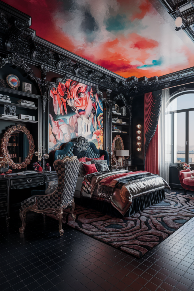 an eclectic maxiamlist bedroom with gothic western infusionan eclectic maxiamlist bedroom with gothic western infusion