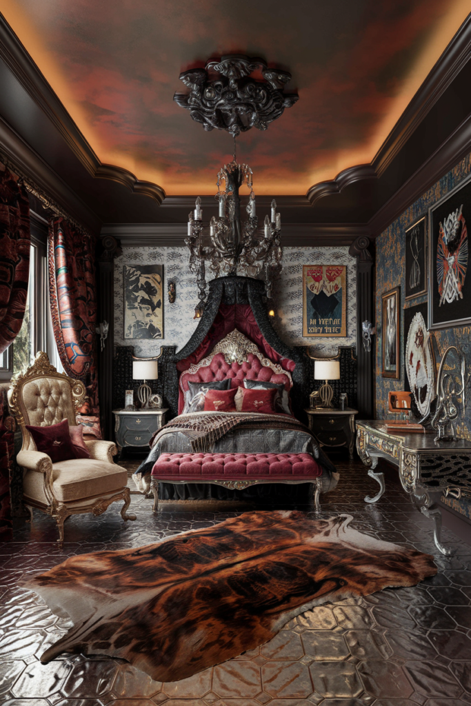 an eclectic maxiamlist bedroom with gothic western infusionan eclectic maxiamlist bedroom with gothic western infusion