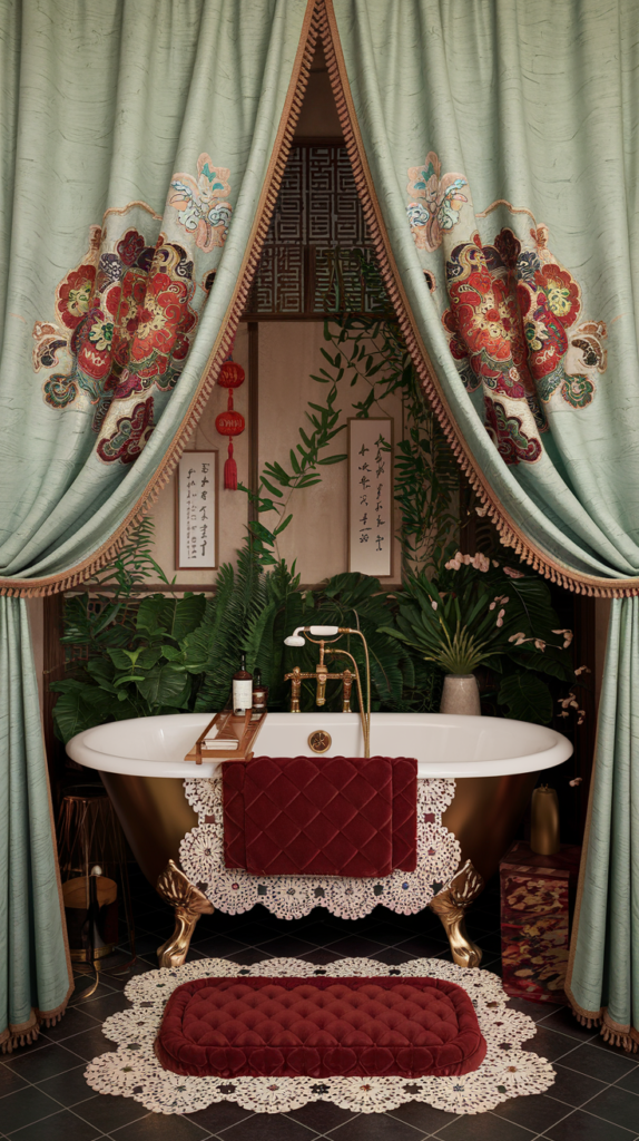 maximalist bathroom with chinese rococo styles