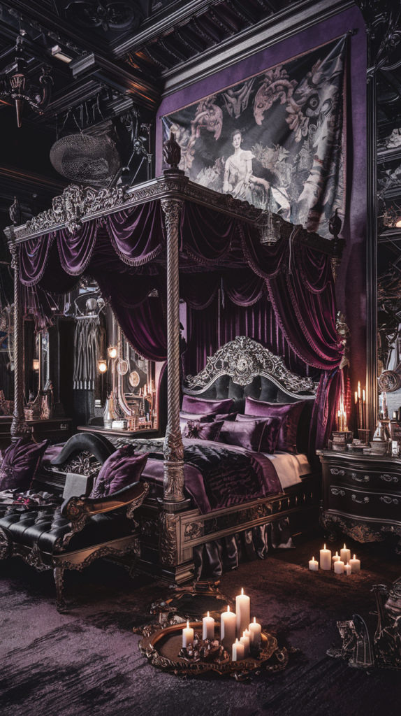 a maximalist bedroom with VIctorian Islamic styles