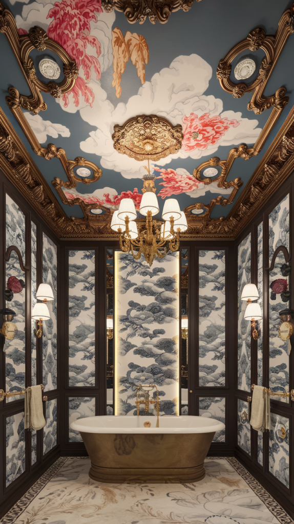 maximalist bathroom with chinese rococo styles