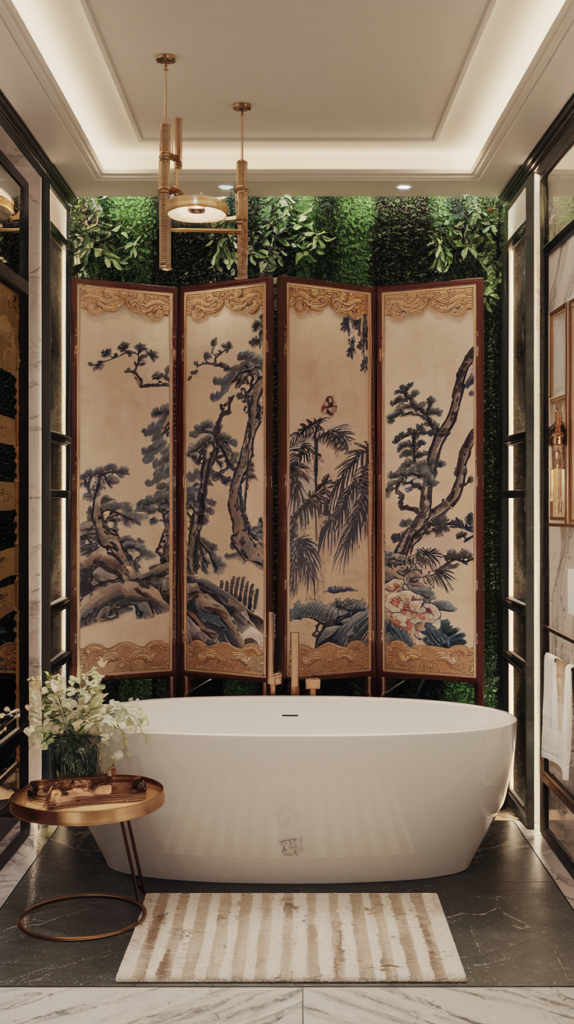 maximalist bathroom with chinese rococo styles