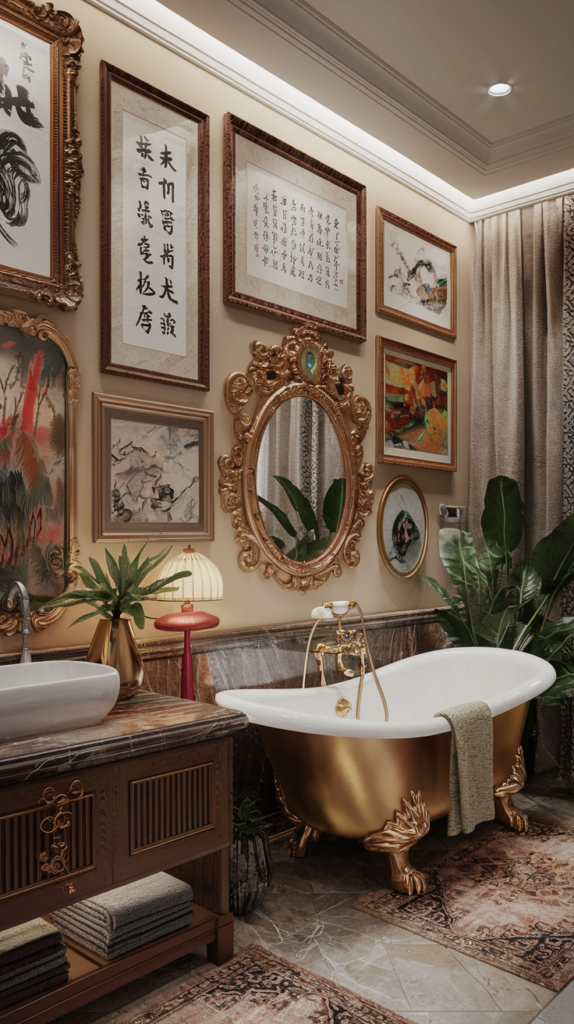 maximalist bathroom with chinese rococo styles