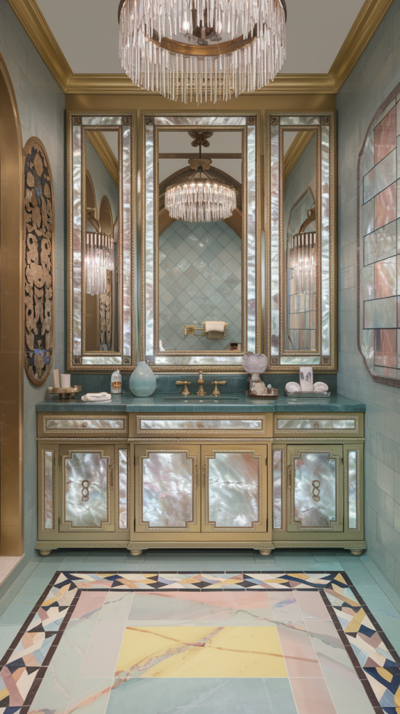 maximalist bathroom with chinese rococo styles