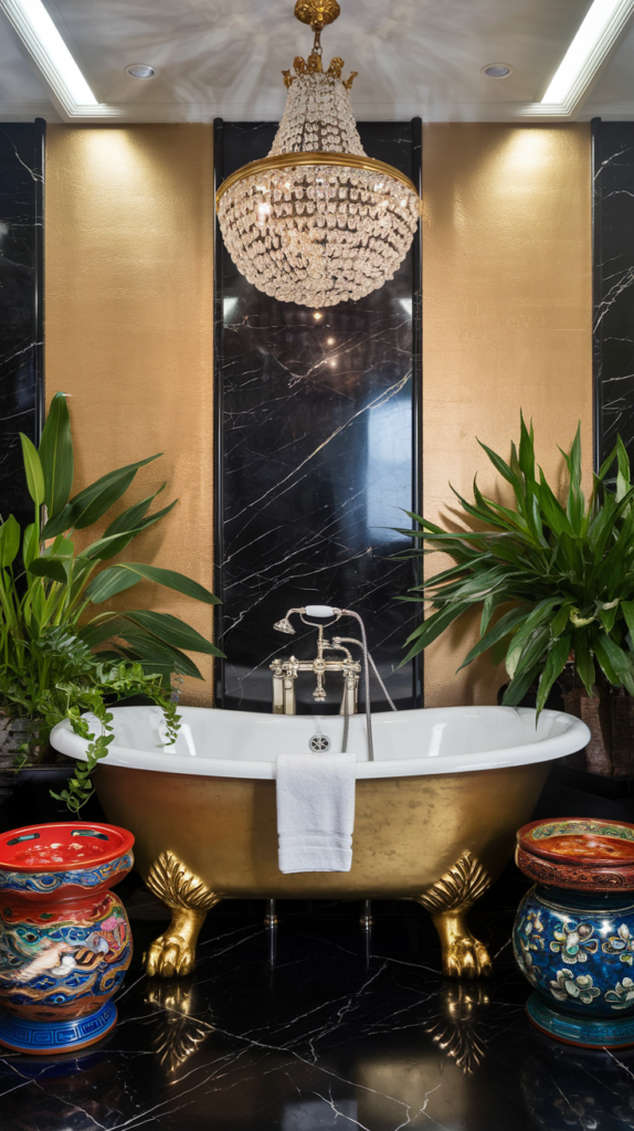 maximalist bathroom with chinese rococo styles