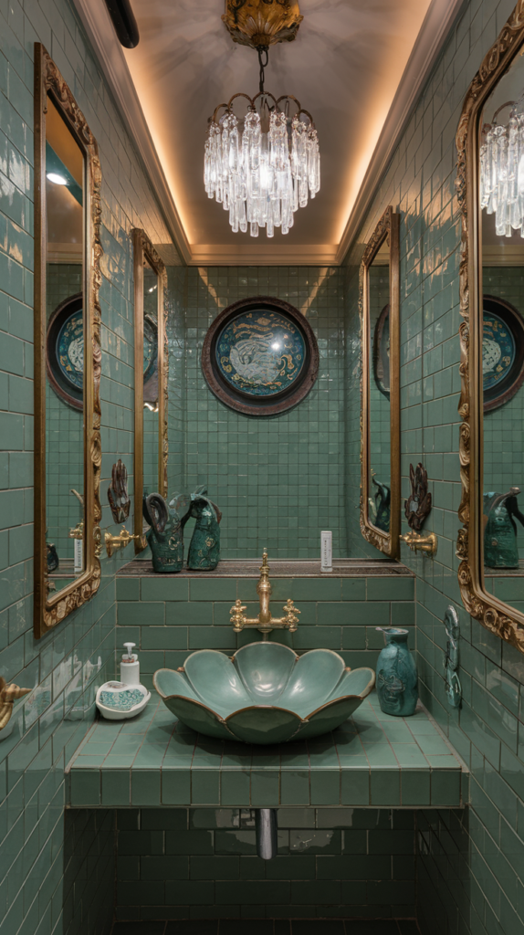 maximalist bathroom with chinese rococo styles