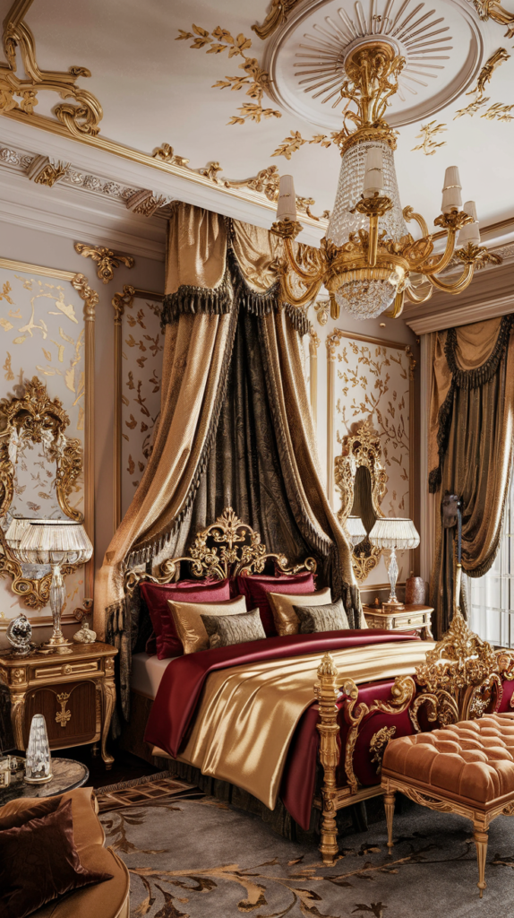 eclectic maximalist metallic bedroom 