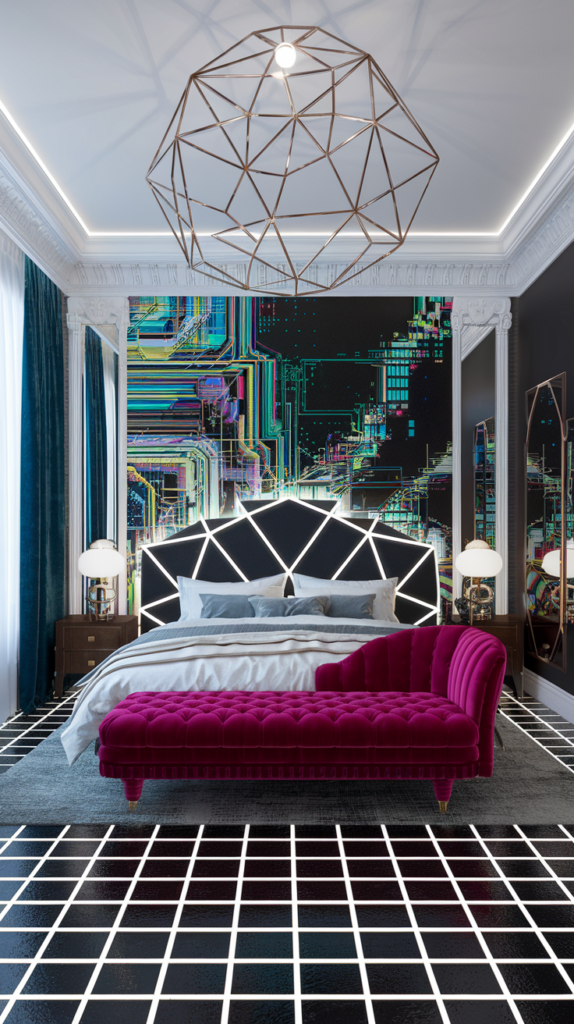 eclectic maximalist art nouveau bedoroom