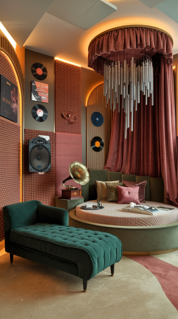 eclectic maximalist art nouveau bedoroom