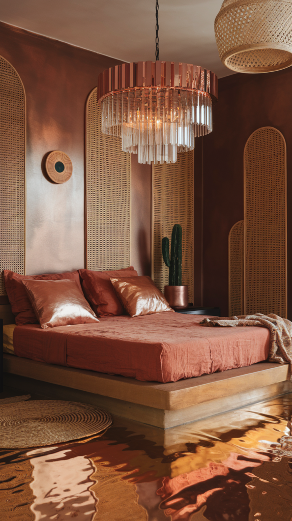 eclectic maximalist metallic bedroom