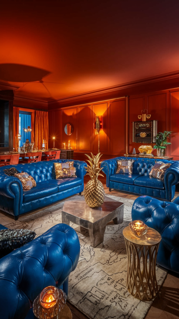 an eclectic maximalist dark cottagecore living room