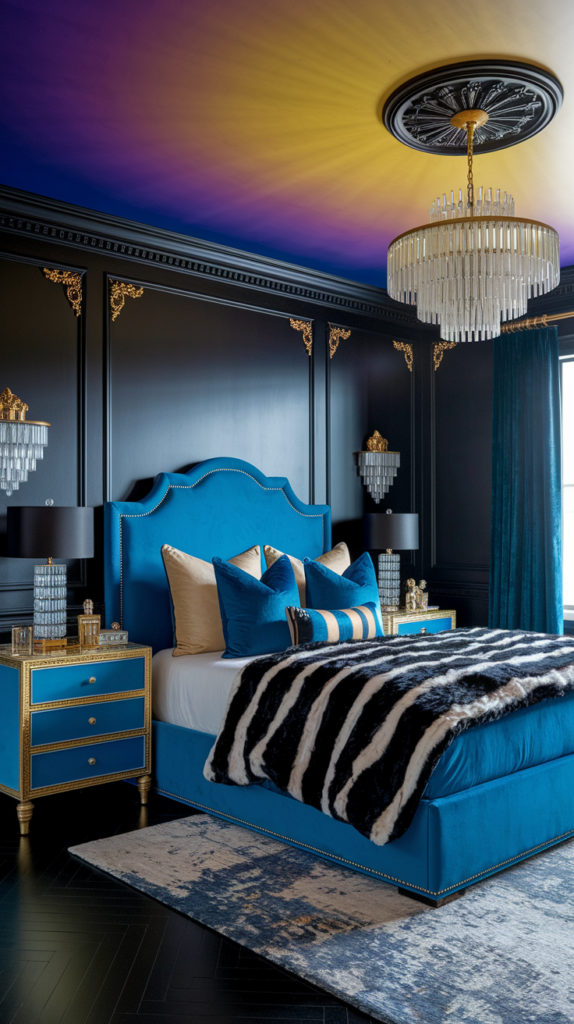 an eclectic maximalist dark cottage core bedroom