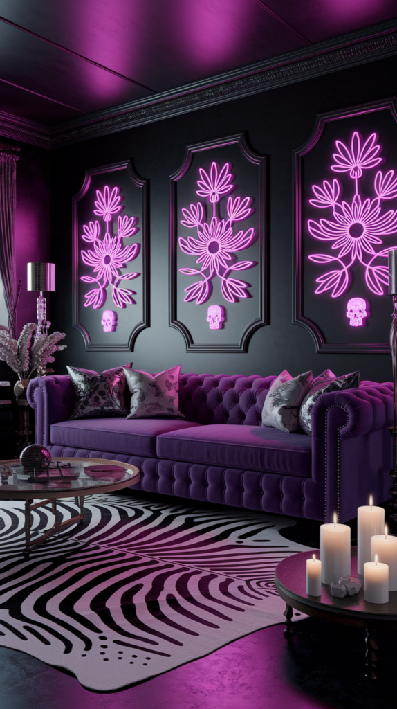 an eclectic maximalist dark cottagecore living room