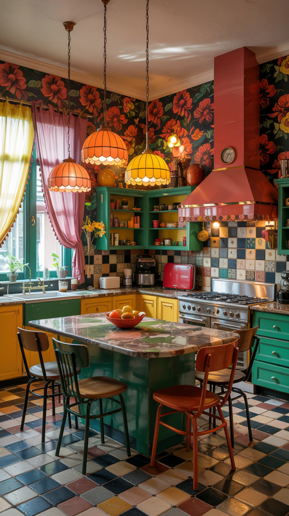 17 Eclectic Maximalist Kitchens with 70s Style