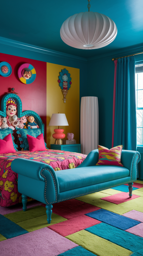 eclectic maximalist art nouveau bedoroom