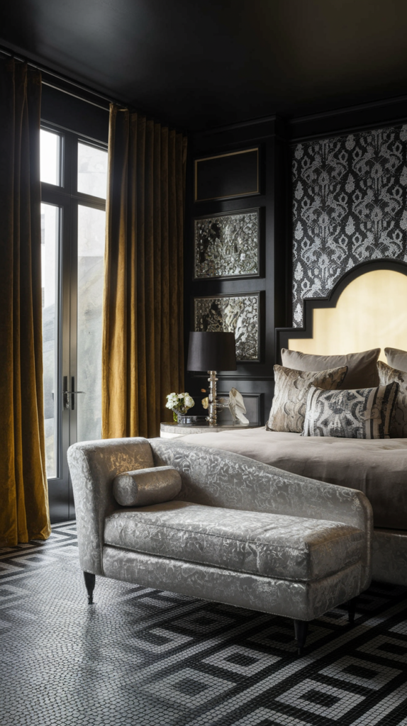 eclectic maximalist art nouveau bedoroom