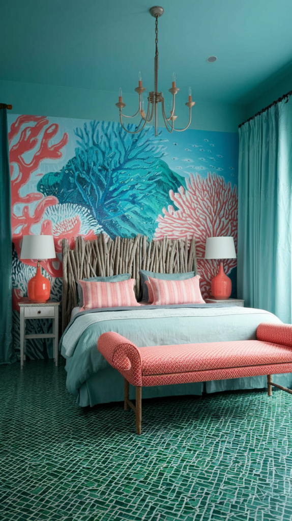 eclectic maximalist art nouveau bedoroom