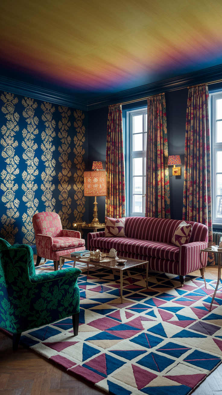 an eclectic maximalist russian living room