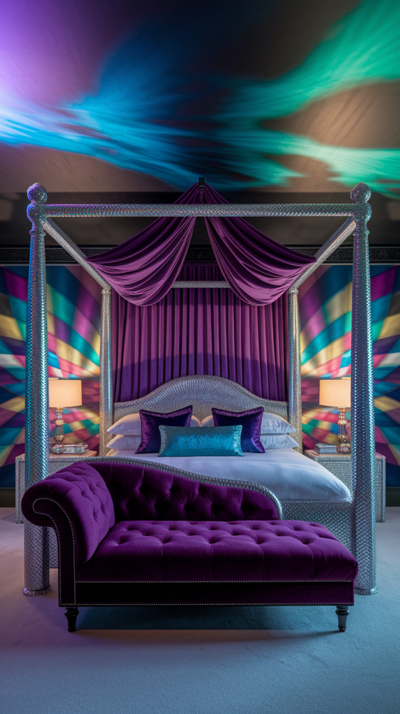 eclectic maximalist art nouveau bedoroom