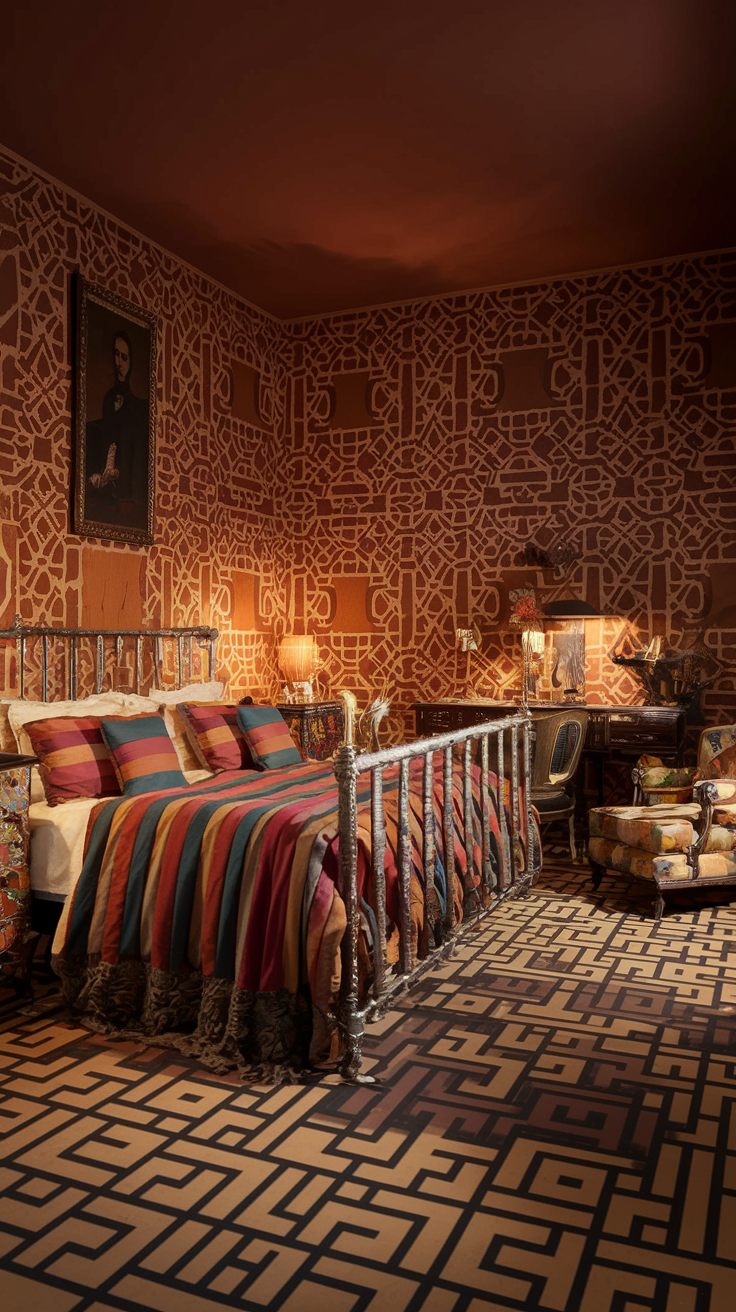 an eclectic maximalist russian bedroom