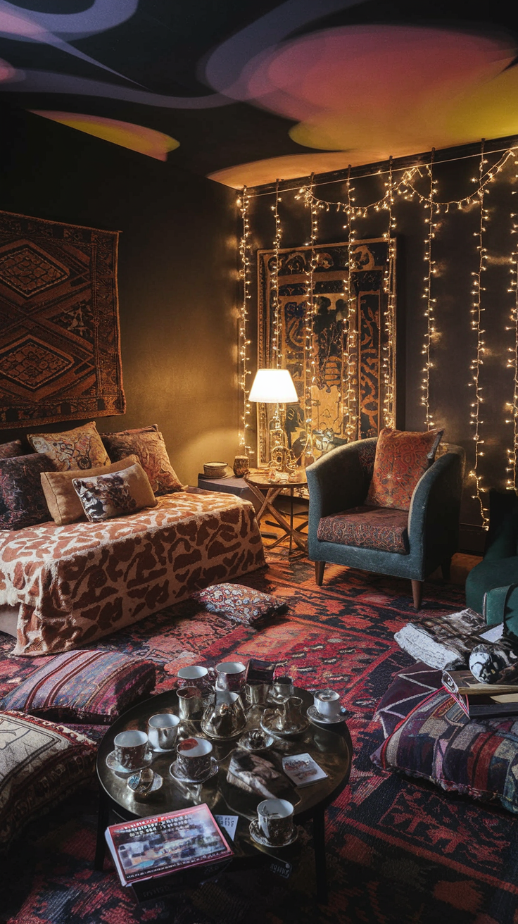 an eclectic maximalist russian living room
