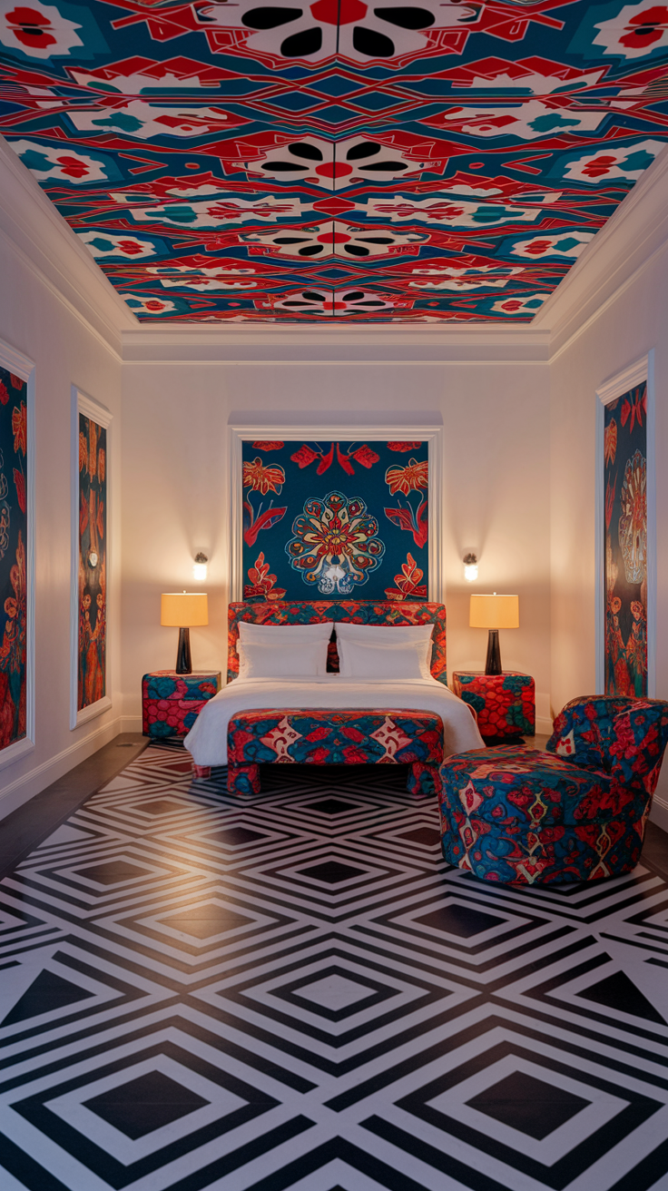 an eclectic maximalist russian bedroom