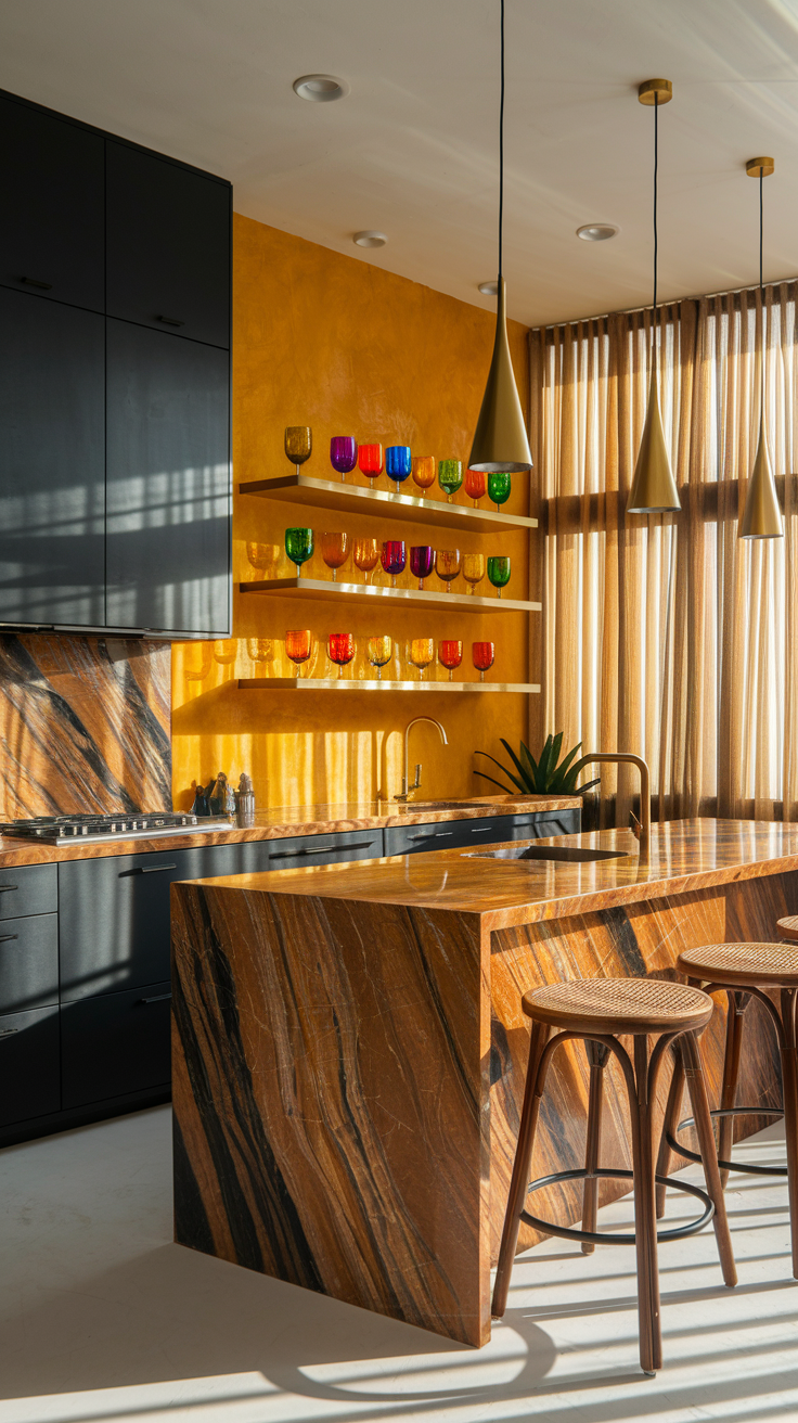 a mid century modern tropical kitchen