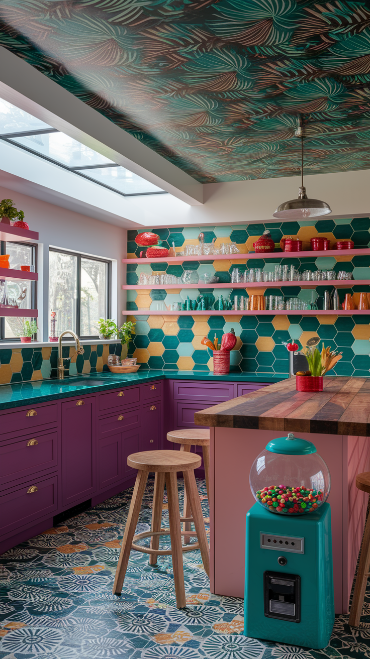a mid century modern tropical kitchen