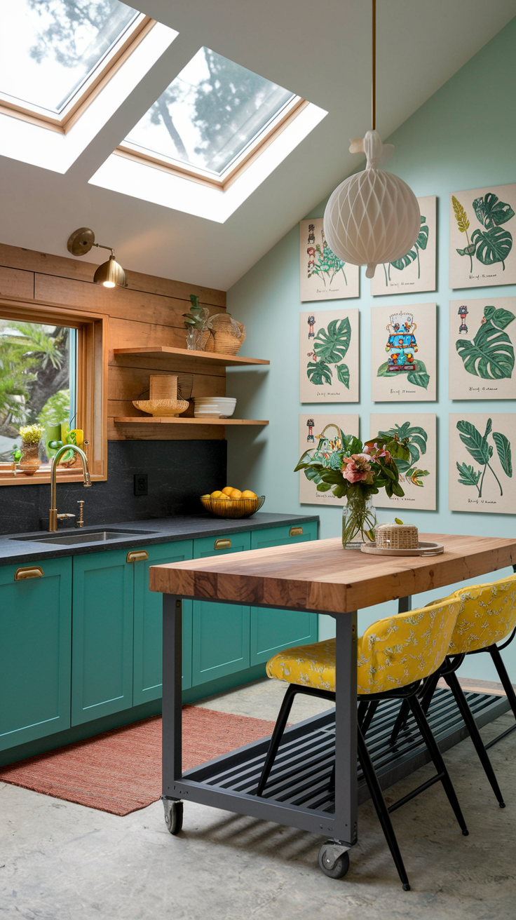 a mid century modern tropical kitchen