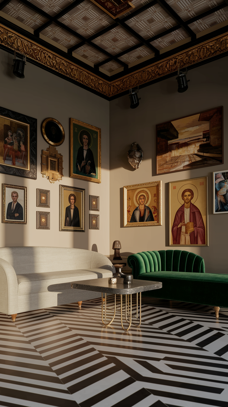 an eclectic maximalist russian living room