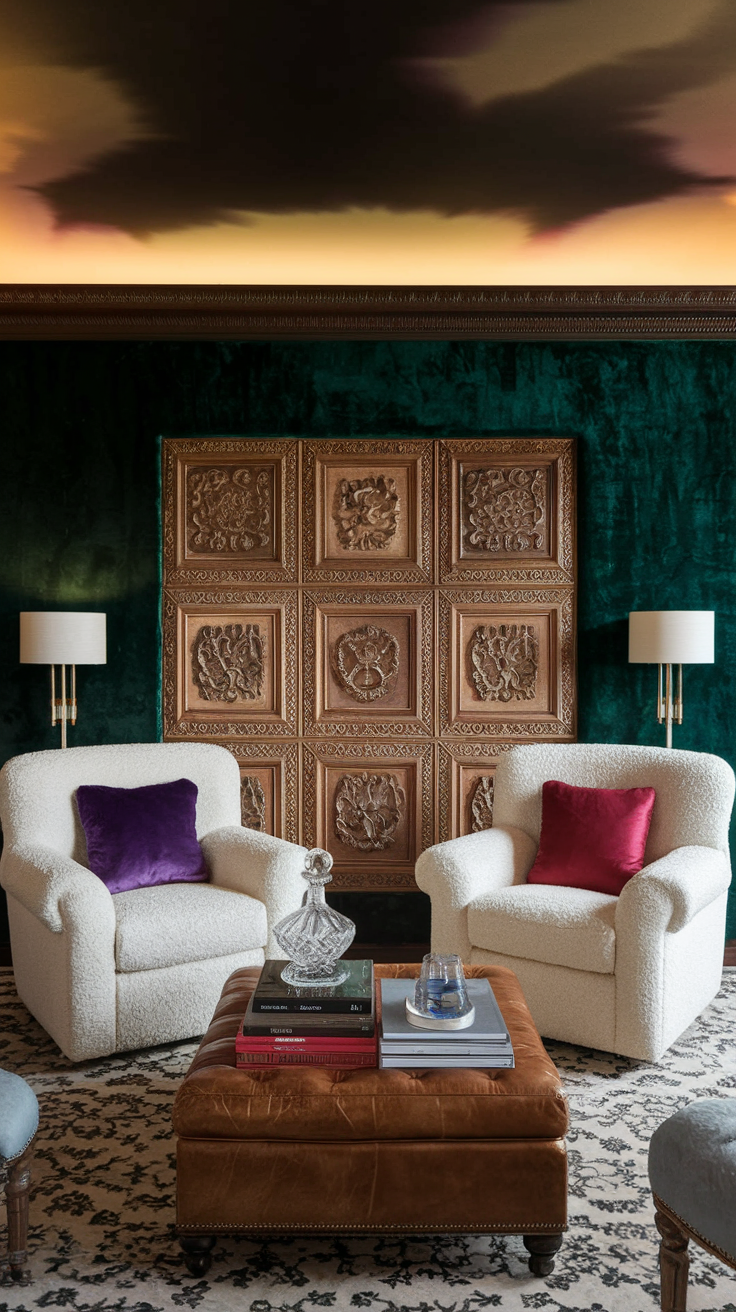 an eclectic maximalist russian living room