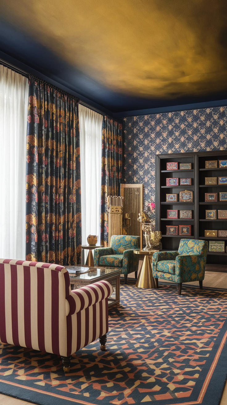 an eclectic maximalist russian living room