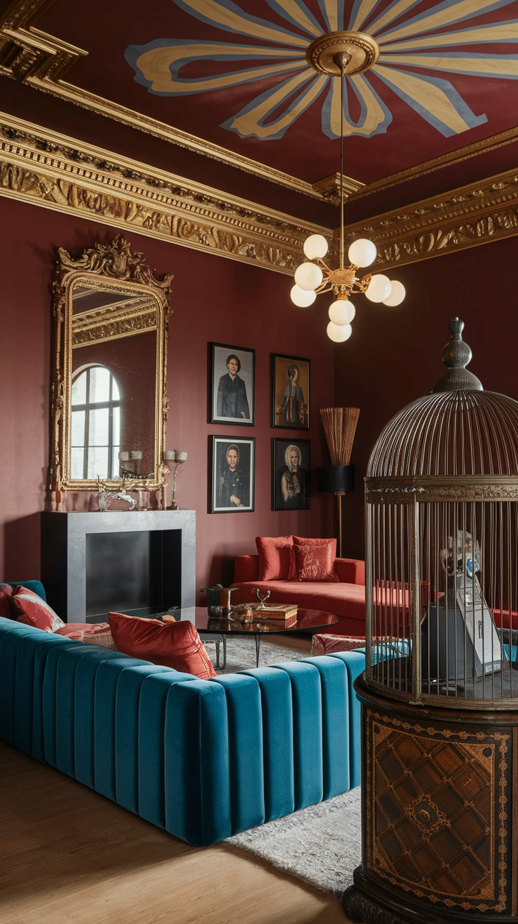an eclectic maximalist russian living room