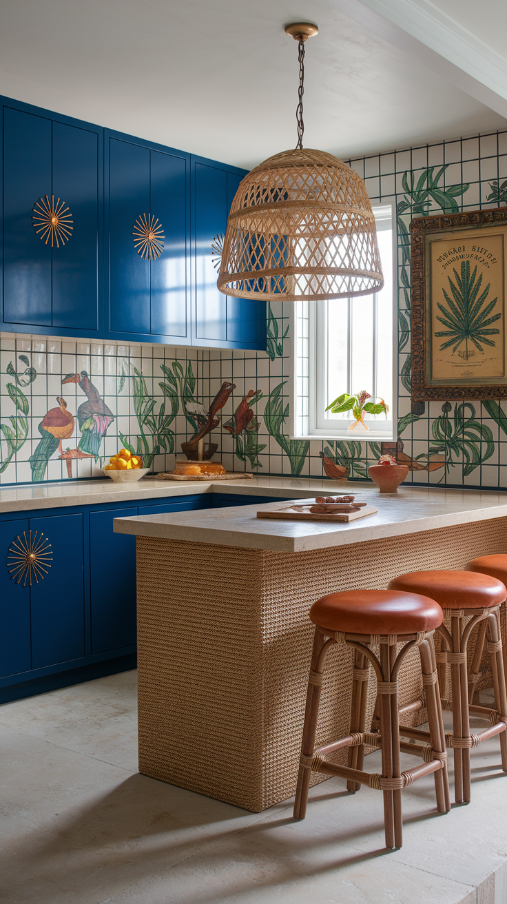a mid century modern tropical kitchen
