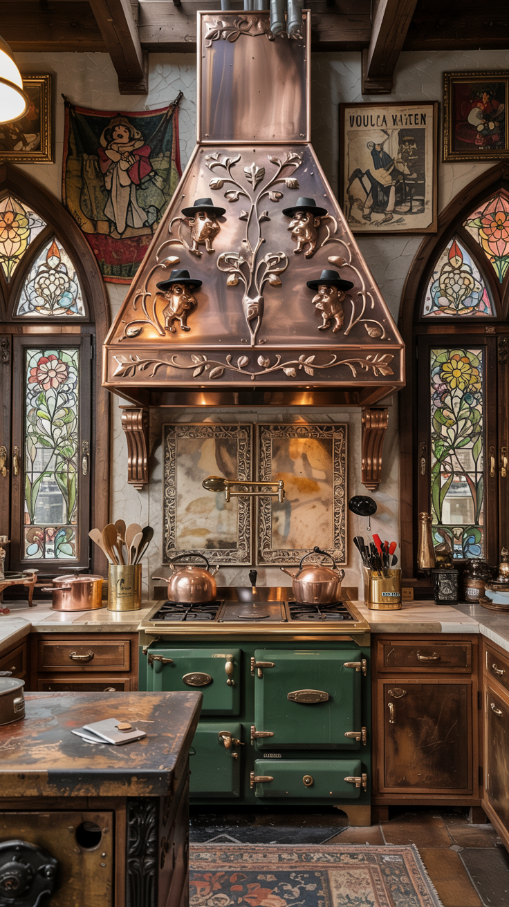 maximalist art nouveau gothic western kitchen
