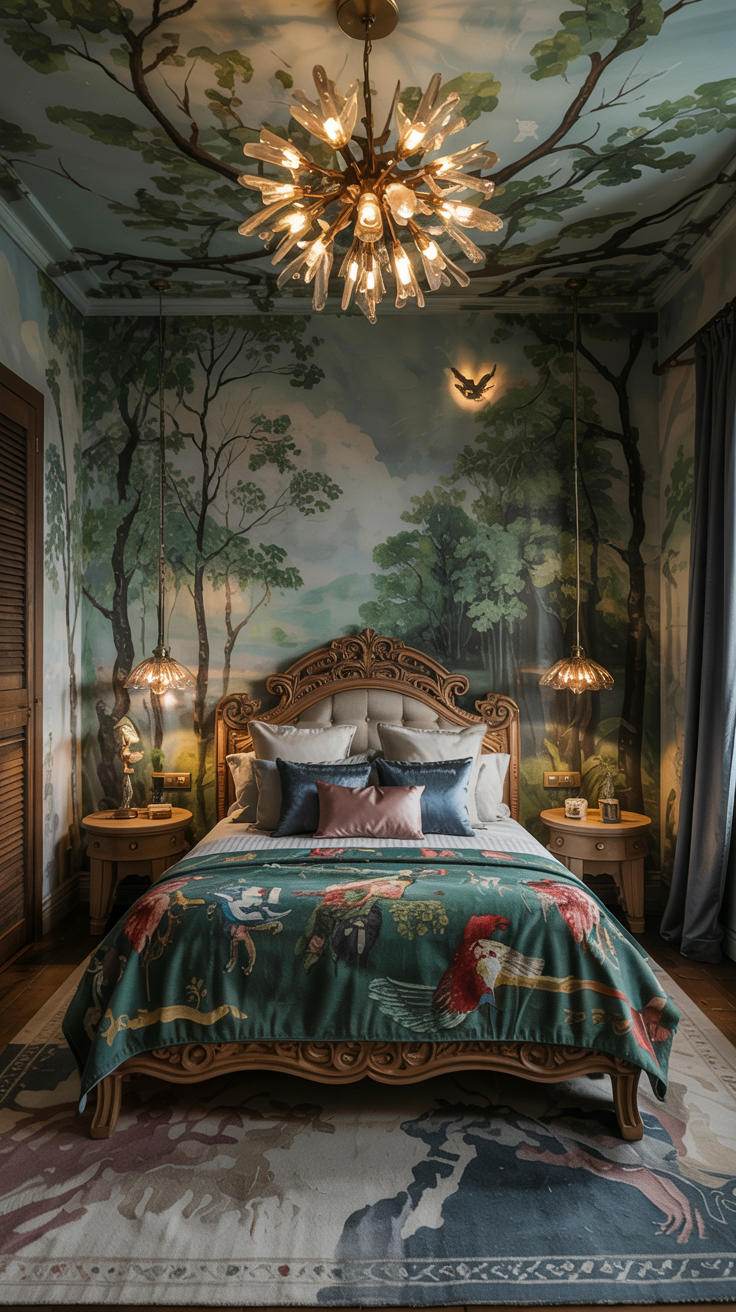 eclectic maximalist  bed room with russian style.