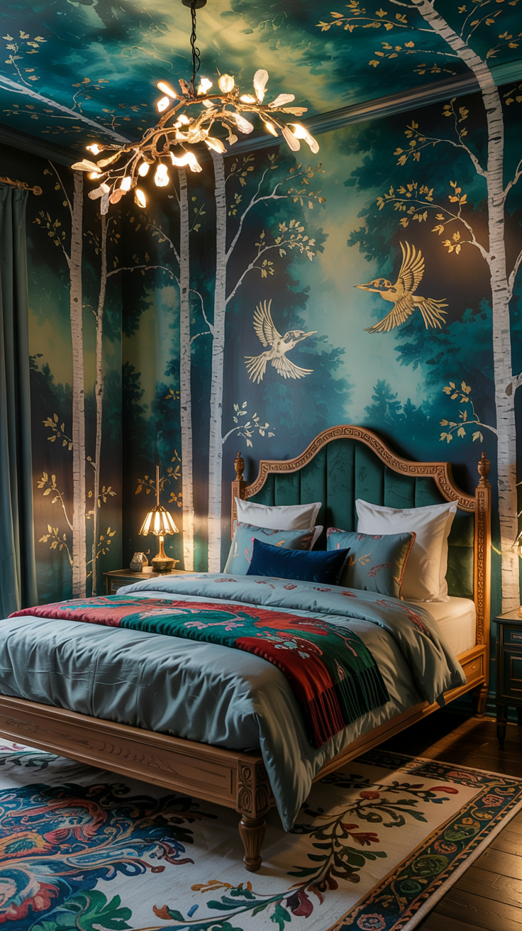 eclectic maximalist  bed room with russian style.