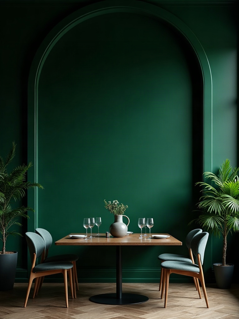Dark Green Dining Rooms Done Right: The Brass & Rattan Formula