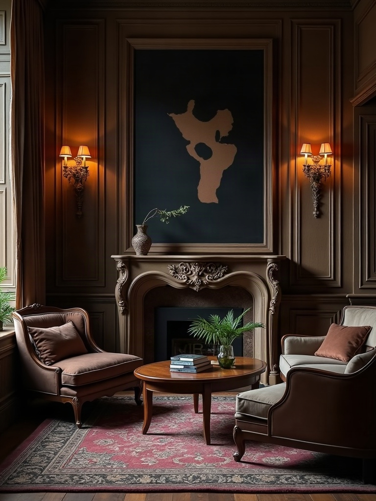 Dark Wood Furniture Mixed With Antiques