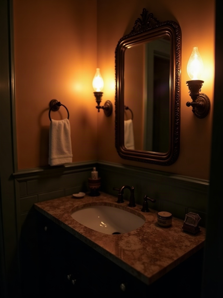 9. Candelabra-Style Lighting Over the Vanity